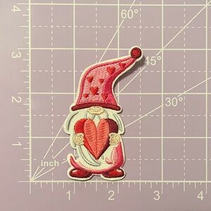 NWOT Pink Red Hearts Hat Gnome Embroidered Iron On DIY Patch